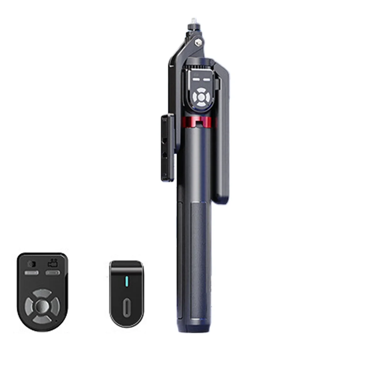 A57G-P325 Tongkat Selfie Dudukan Berkaki Empat dengan Remote Control Bluetooth Ganda Dapat Dilepas, Ponsel Tongkat Selfie yang Dapat Diperpanjang