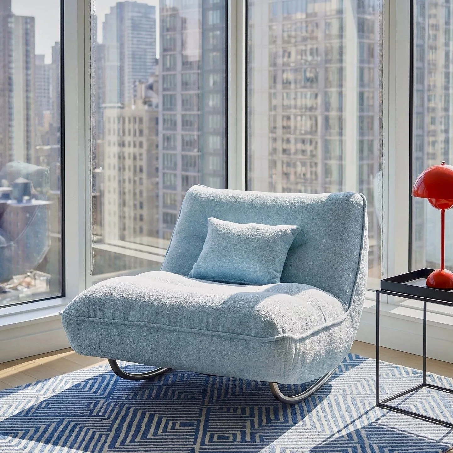Single rocking chair, lazy sofa, living room balcony recliner, can lie down and sleep, casual