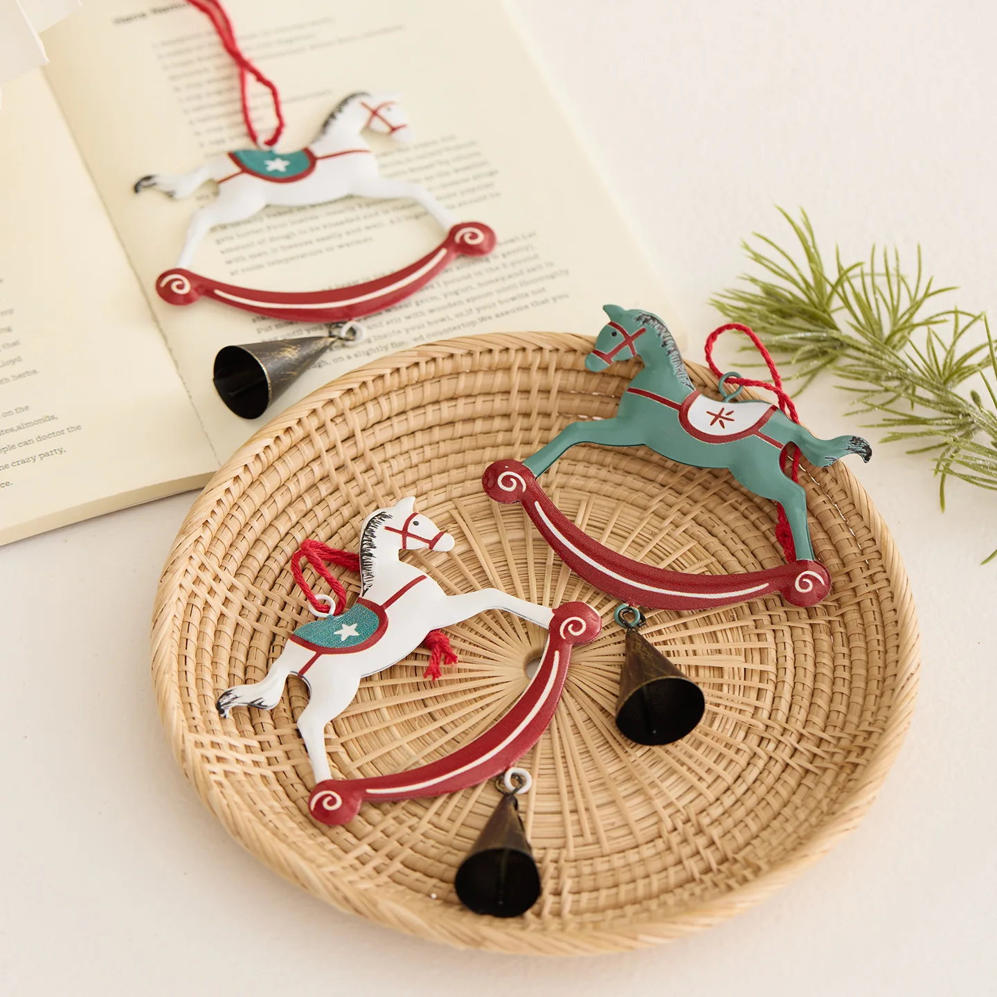 

1Pcs Christmas Decoration Hanging Iron Pony Bell Hanging Handmade Painted Christmas Tree Hanging Decoration 2026 New Year Gifts