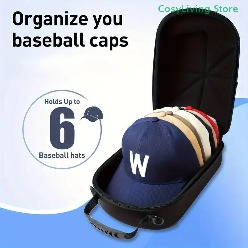 Black EVA Baseball Cap Travel Bag Storage Carrier Box Display Case - Soft Protective Carrying Bag