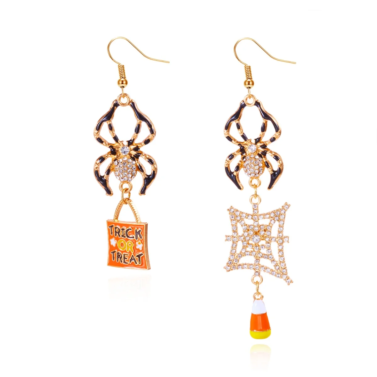 حجر الراين العنكبوت ويب هامش أقراط غير المتماثلة هالوين القوطي قطرة مضحك مجوهرات الحفلات للنساء الرجال اكسسوارات القوطية الفريدة #6