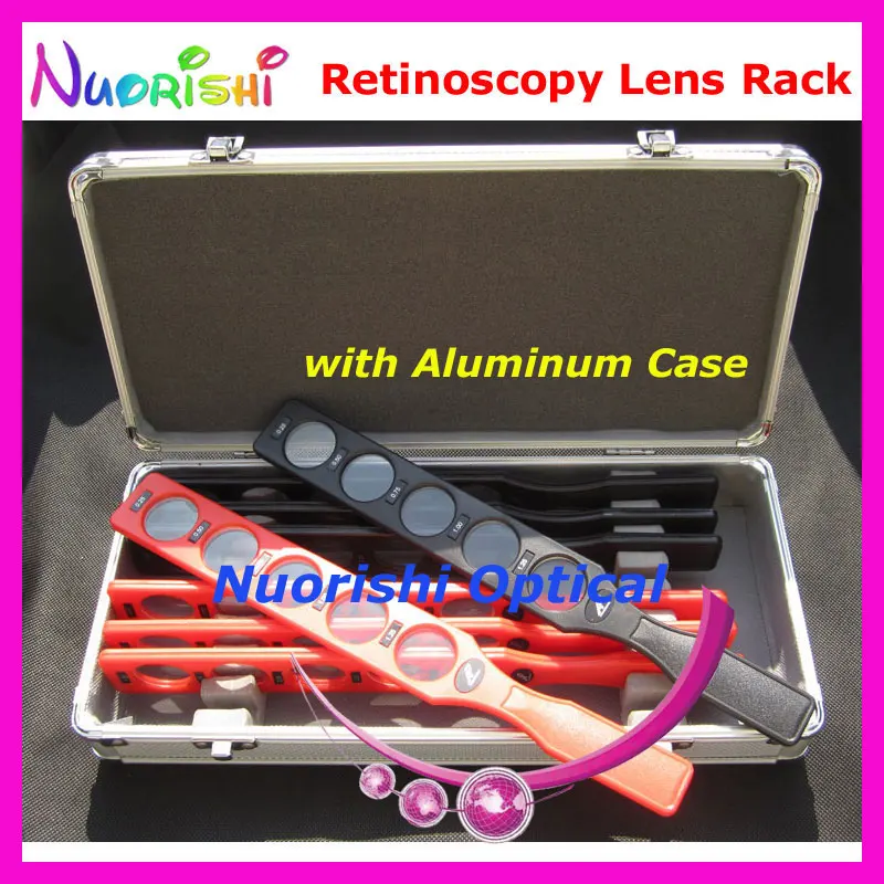 E03-1 Good Quality Retinoscopy Lens Rack Set Kit Optical Supplies Trial Board Lens 8 Plastic Bar 40 Lenses Aluminum Case