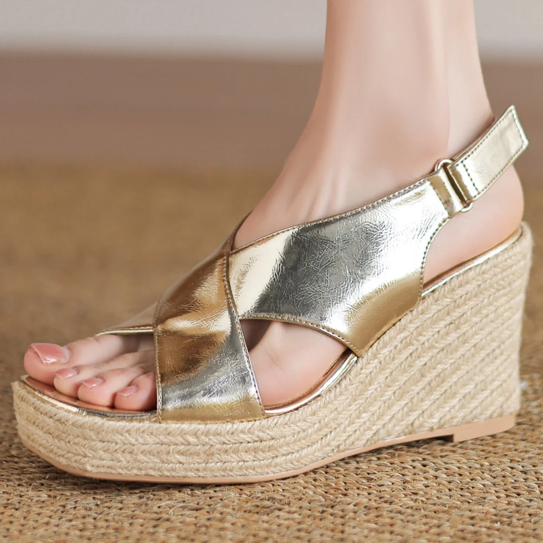 

Danxuefei/женские сандалии из натуральной кожи с узкими ремешками в стиле пэчворк, с открытым носком и пяткой на пятке, летняя обувь на платформе и высоком каблуке из конопли 7 см