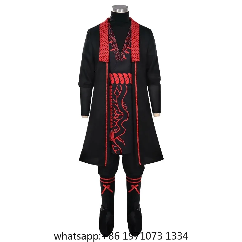 Anime Limbus Company Jia Qiu Cosplay Costume Black Hanfu Cape Coat Pants Set Halloween Party Stage Performance Costume