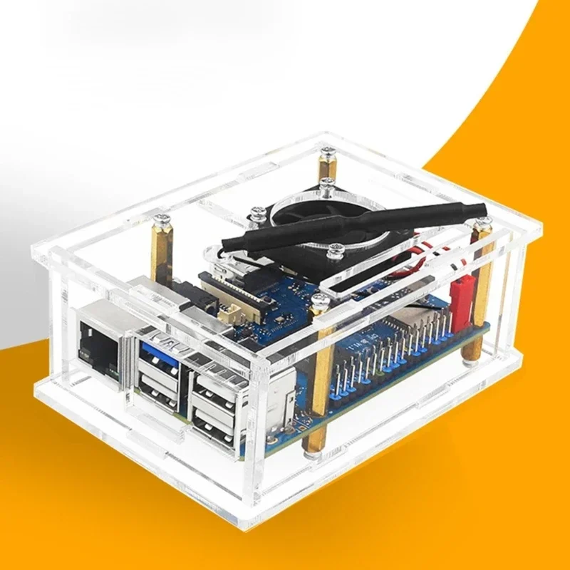 Acrylic Enclosure Box Cooling Fan for Orange Pi 3B Board Case Outer Shells with Cooling Fan Heat Sink