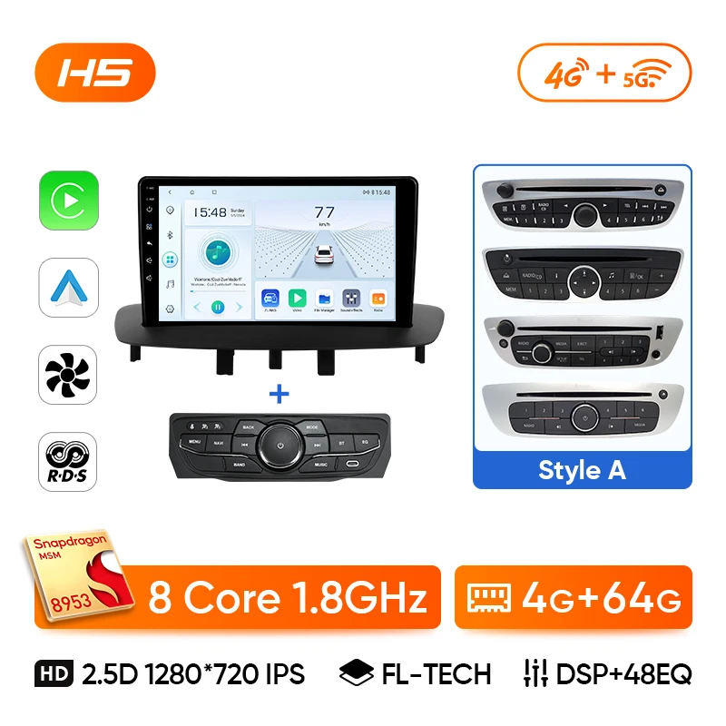 Ainavi Autoradio Voor Renault Megane 3 Fluence Samsung SM3 2008-2014 Draadloze Carplay Android Auto Multimedia Stereo 2 Din