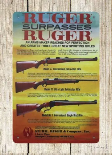 living room decor Ruger Model 77 Single Shot Rifle metal tin sign