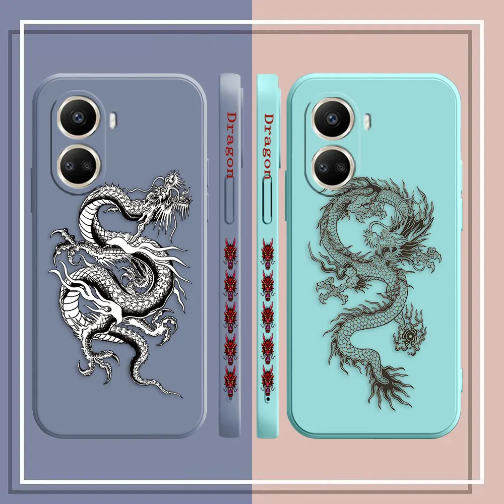 Chinese Dragon Pen Drawing Phone Case For Huawei NOVA 9 8 7 6 5I 5 4 3 3I 2 SE Y70 Y7 Y9 2019 PRO PLUS 5G Case Funda Shell Capa