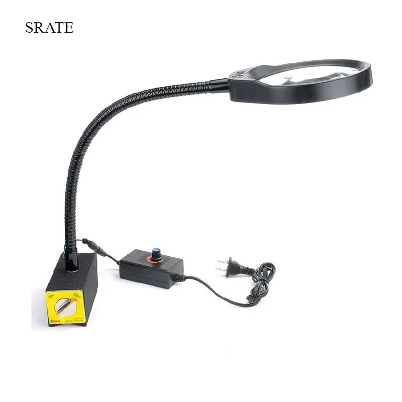 Loupe magnétique avec lampe lumineuse 5X avec Base magnétique, Loupe réglable pour machines Led, outils magnétiques