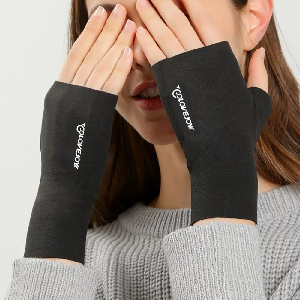 Guanti caldi in tessuto tinta unita a prova di freddo con vento elastico alla moda Guanti senza dita con mezze dita Guanti da donna