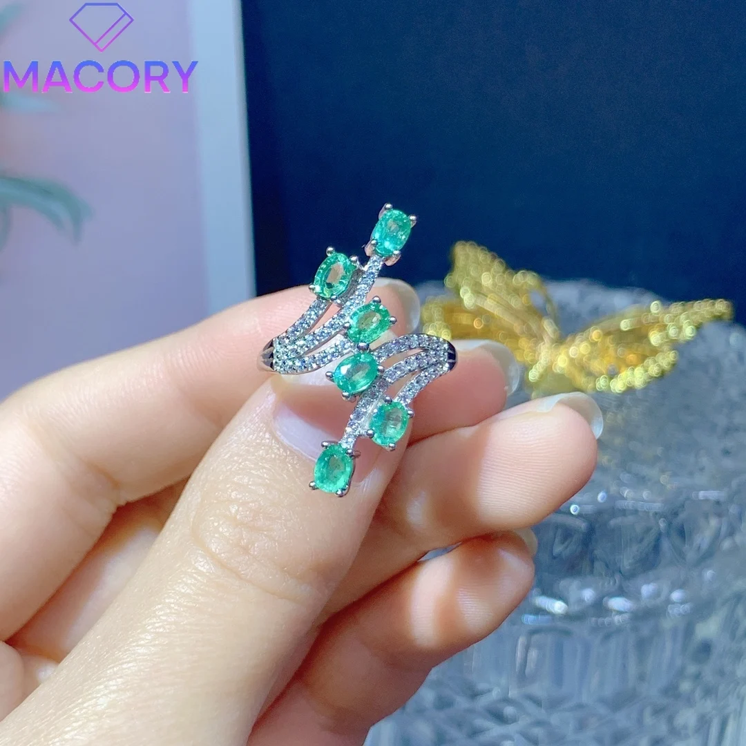 Sterling silver 925 emerald ring female wedding luxury female ring free delivery luxury brand replica gem jewelry