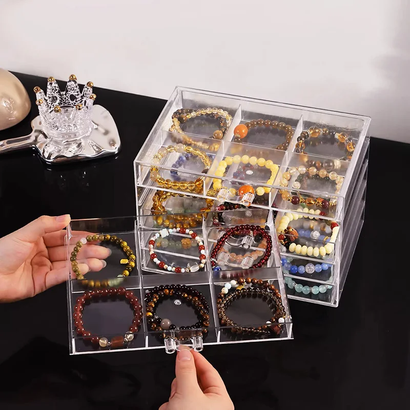 

Drawer Jewelry Box for Bracelet Storage, Crystal Bead Bracelet Organizer, Ideal Display Box for Bangles and Buddhist Beads