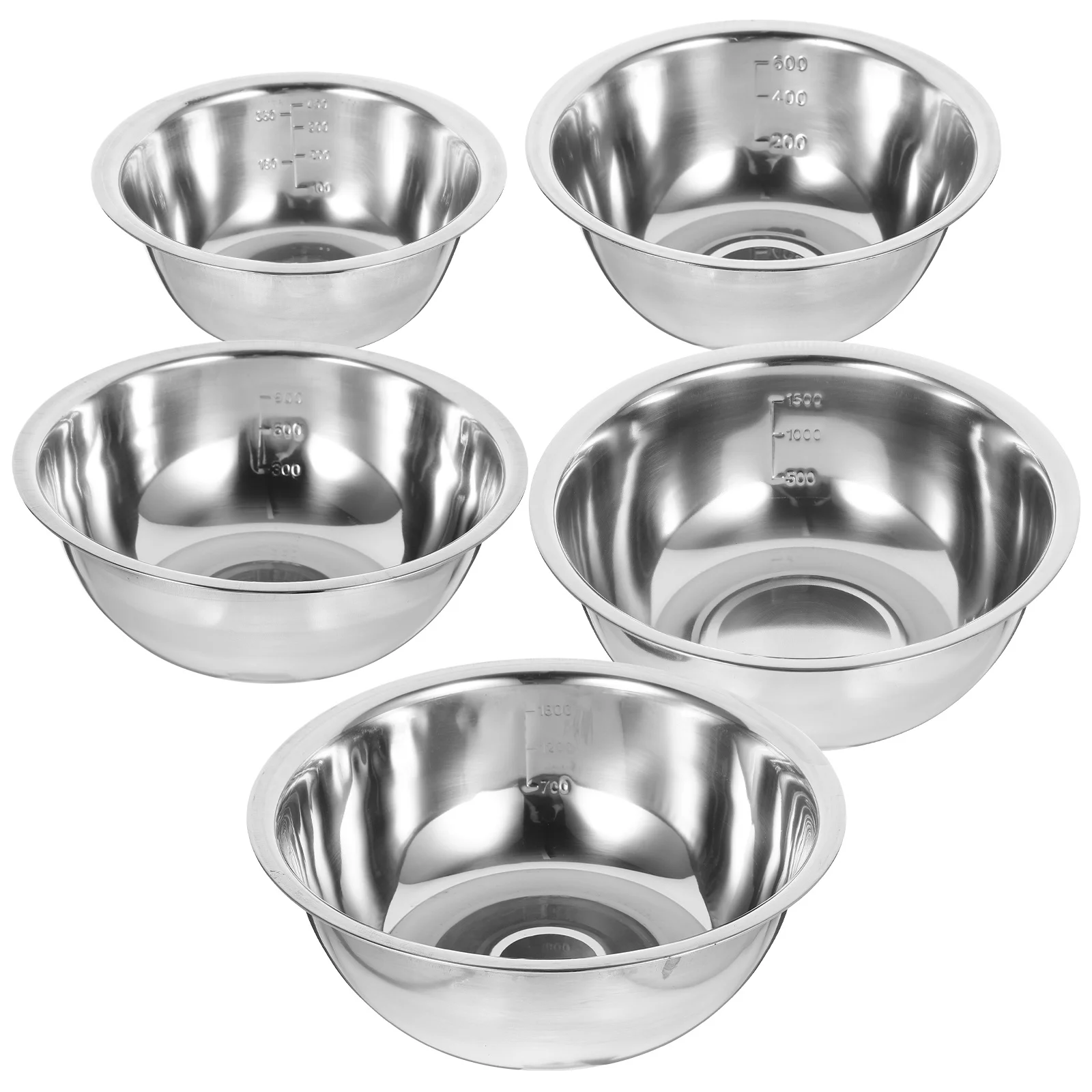 

5pcs Stainless Mixing Dough Mixing Bowls Bowls Set Large Salad Prep Bowl With Scale For Kneading Dough Baking Kitchen Use