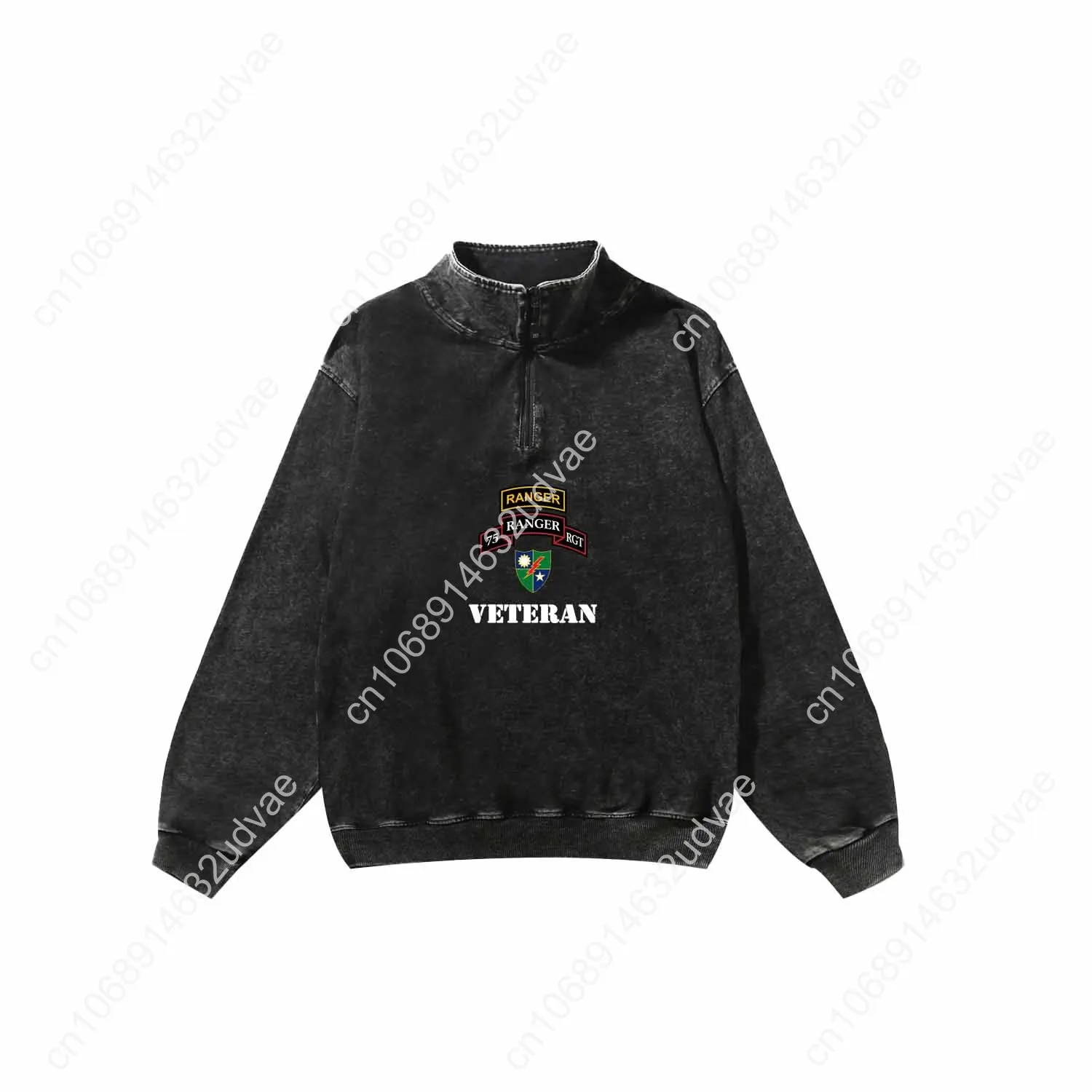 Felpa retrò veterano dell'esercito 75th Ranger Uomo Donna Adolescente Pullover vintage Mezza cerniera Sudore Top su misura Maglietta a maniche