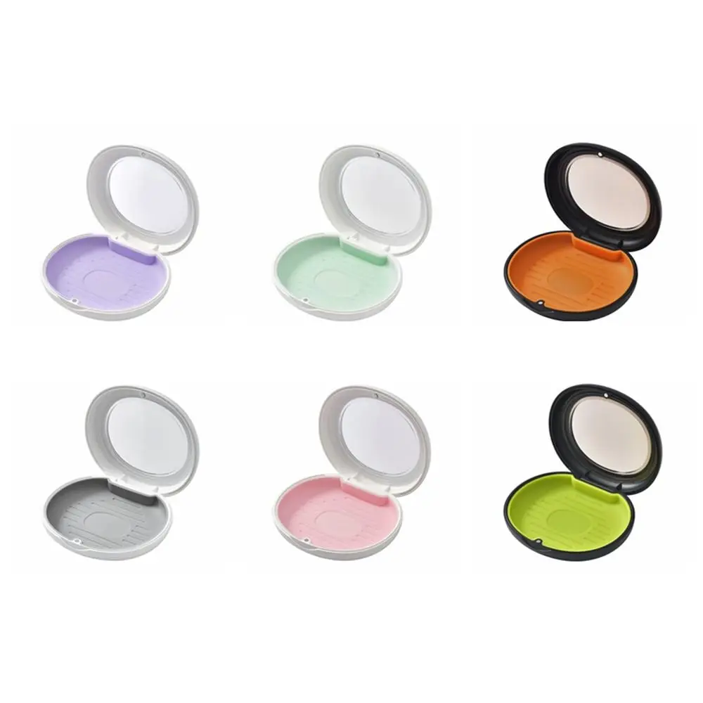 

Transparent Window False Teeth Cleaning Box Leak Proof Magnetic Lock Retainer Holder Portable Silicone Base Teeth Aligner Case