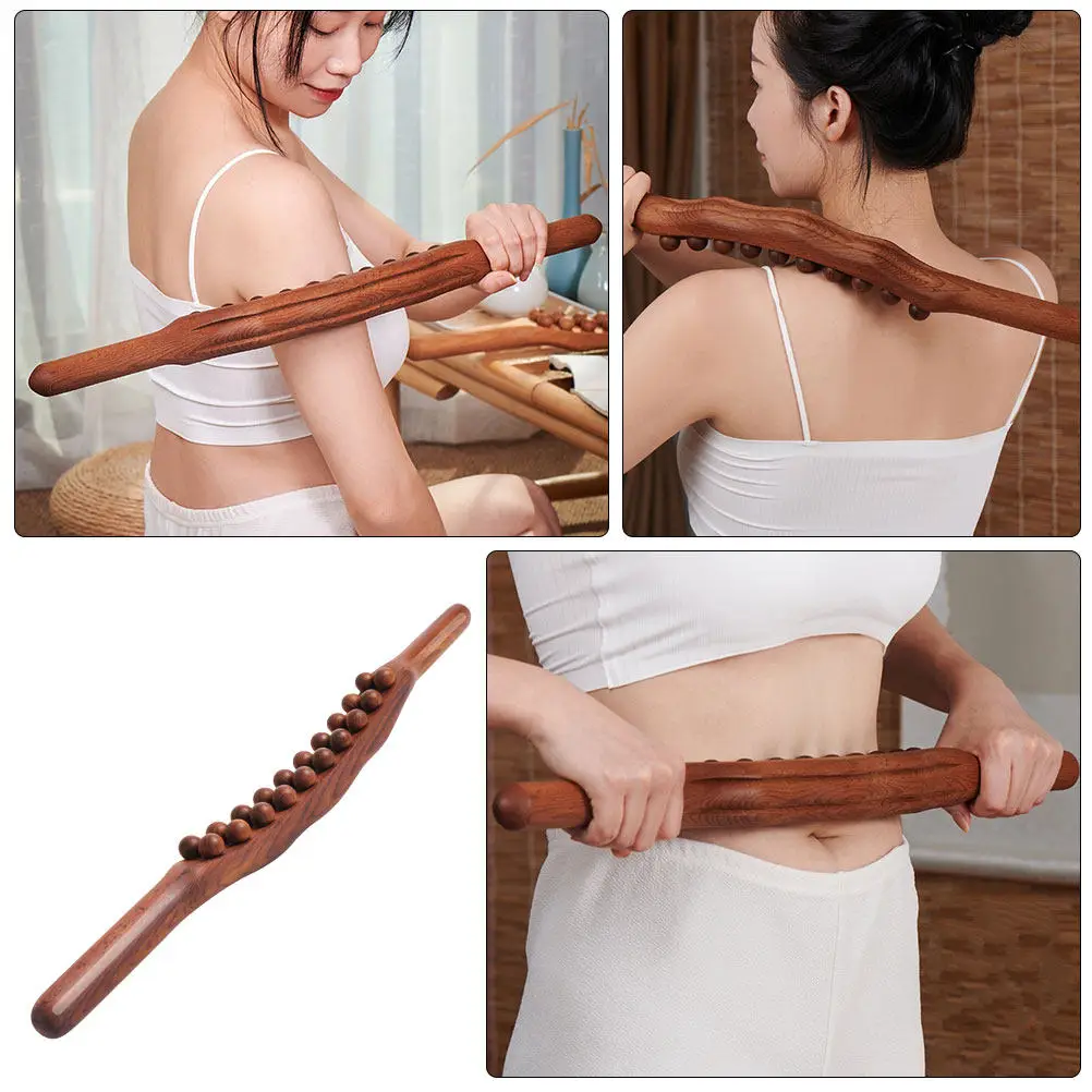 

Solid Wood Massage Stick for Deep Tissue Scraping Gua Sha Therapy Body Muscle Relaxation Shoulder Neck Back Legs Feet Portable