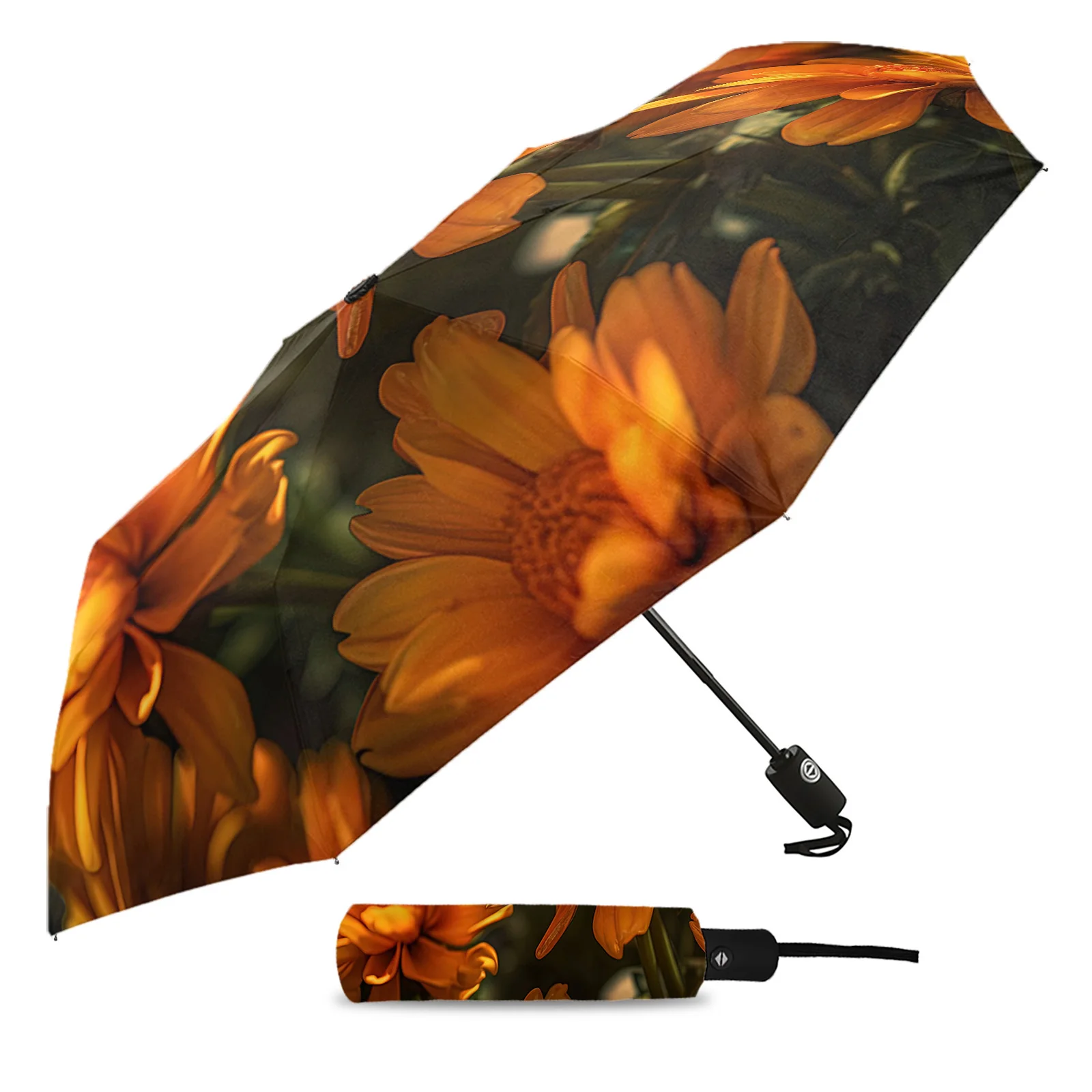 Chrysanthemum Flower Automatic Umbrella Travel Folding Umbrella Portable Parasol Windproof Umbrellas