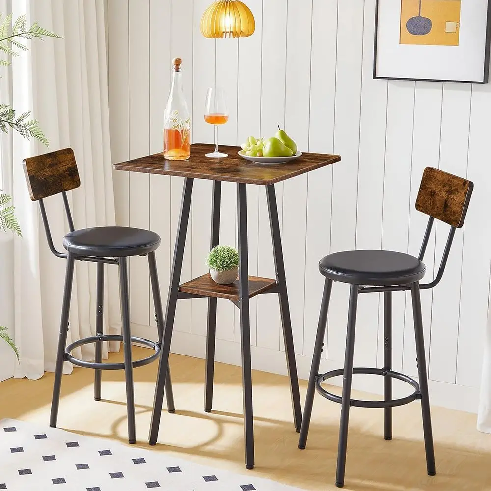 Деревенский коричневый 36,6-ярусный высокий стол для паба с местом для хранения вещей на небольшой кухне и вечеринок в гостиной