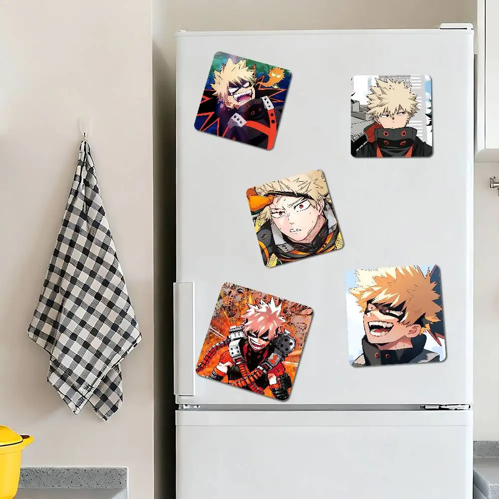 Anime Character Katsuki Bakugou Acrylic Fridge Magnet Set Creative Square Decorative Adhesive Stickers Magnets For Festival Gift