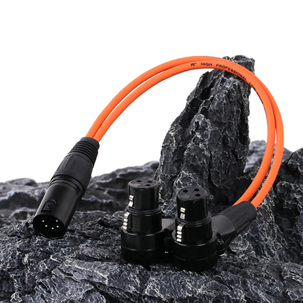 XLR Cable Y Splitter Audio Extension Cord 5Pin XLR Male to Dual XLR 3Pin Female Connector for MIC Speaker Stage Light Turnaround