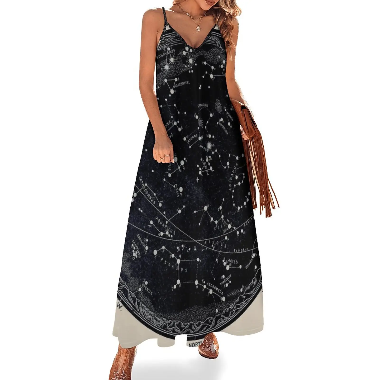 CONSTELLATION : Vintage 1963 Star Map Print Sleeveless Dress women's summer dress 2023 Casual dresses