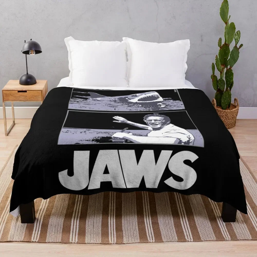 

Jaws 1975 movie fan art Throw Blanket Loose Blankets For Bed Furrys Plaid Blankets