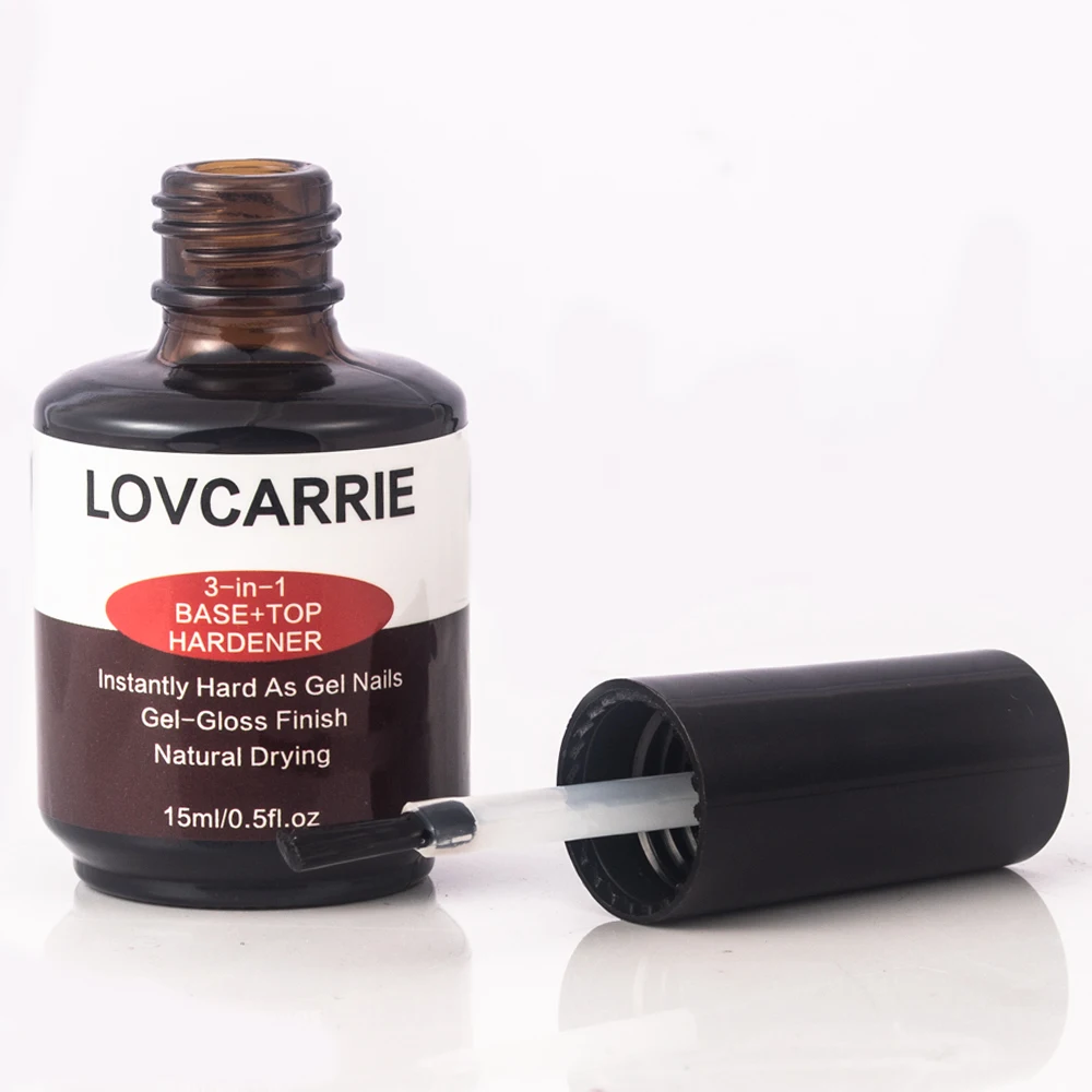 LOVCARRIE-3 em 1 Esmalte Natural Seco, Top Coat, Endurecedor de Unhas, Reparação de Proteínas, Acabamento do Crescimento, Manicure Care, 15ml