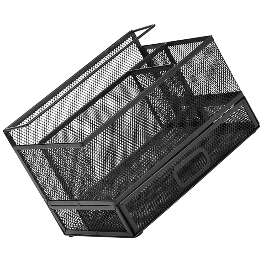 

Organiser Pen Storage Box Desk Holder Organizer Mesh Tray Makeup Brush Black Metal Office Drawer