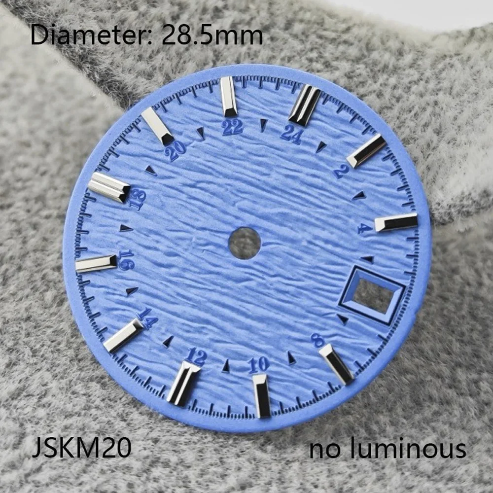 28.5mm NH34 다이얼 화이트 블루 워터 리플 GSGS 다이얼 nh34 NH34/NH35 자동 무브먼트에 적합 SBGJ249G 로고를 사용자 정의할 수 있습니다.