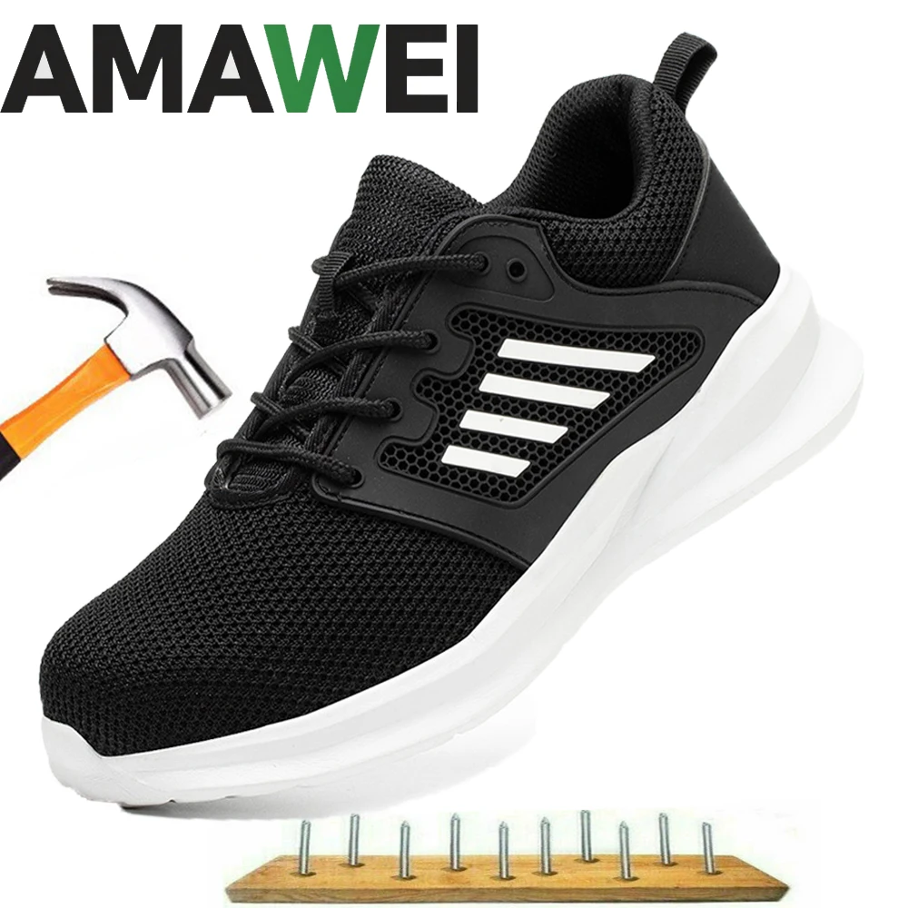 

Men Safety Shoes Anti-smash Anti-puncture Work Shoes Lightweight Safety Boots Fashion Comfortable Soft Low Top Protective Shoes