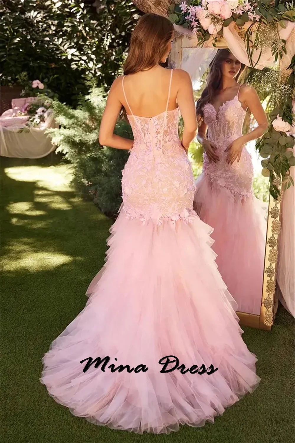 Mina Customized Backless Women Evening Dress Luxury 2024 Dubai Sleeveless Royal Engagement Dress Es Slit Spaghetti Straps Prom