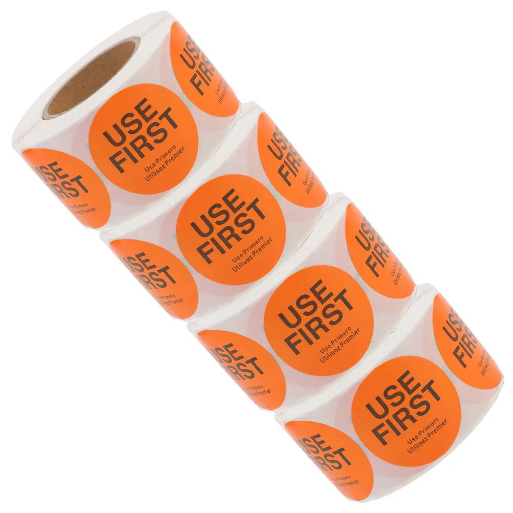 

4 Rolls Sign Use Priority Tags Signs Labels First Sticker Food Service Orange Stickers Home Storage Inventory