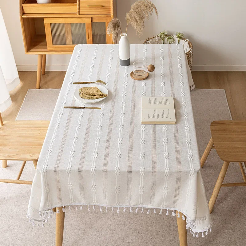 Mantel con flecos de Jacquard, nuevo