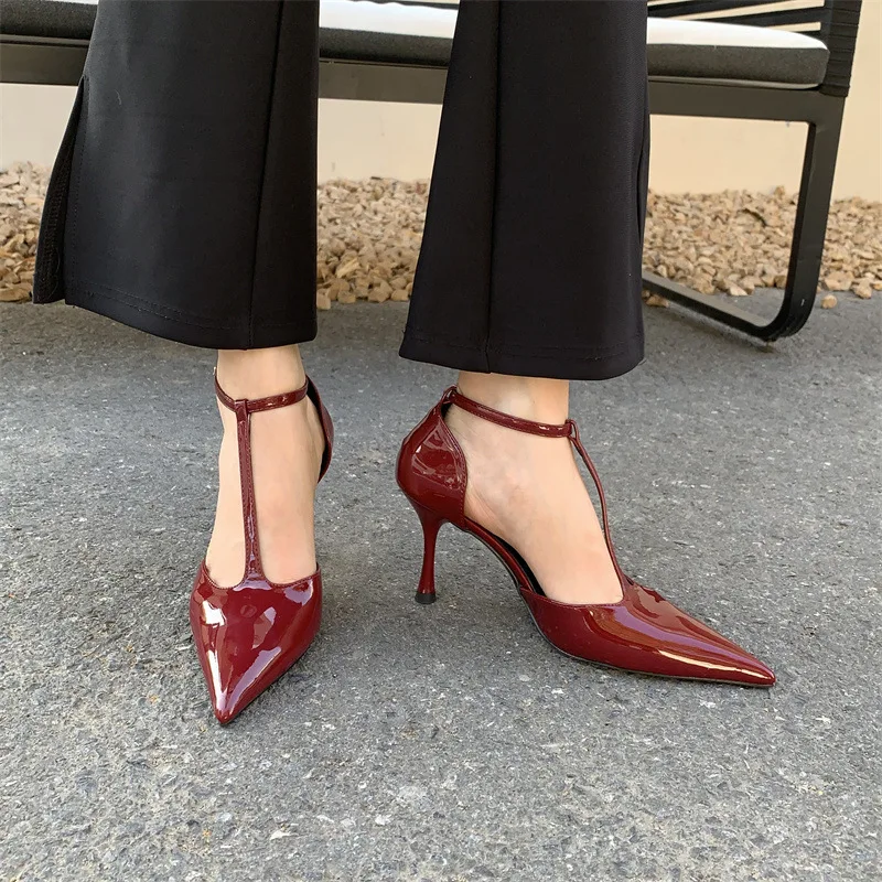 T-Shaped High-Heeled Shoes Shallow Mouth Versatile Sandals Advanced Banquet Style Shoes Sexy Fashionable Sandals Exquisite Shoes