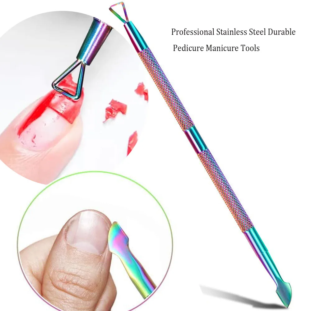 1Pc Stainless Steel Double-ended Cuticle Pusher Gel Nail Polish Triangle Scraper Dead Skin Remover Manicure and Pedicure Tools