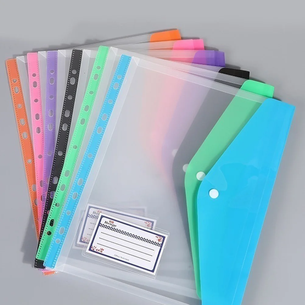 File Snap Button Folders Card Binder Storage Bags Dividers with Pockets Transparent Clips