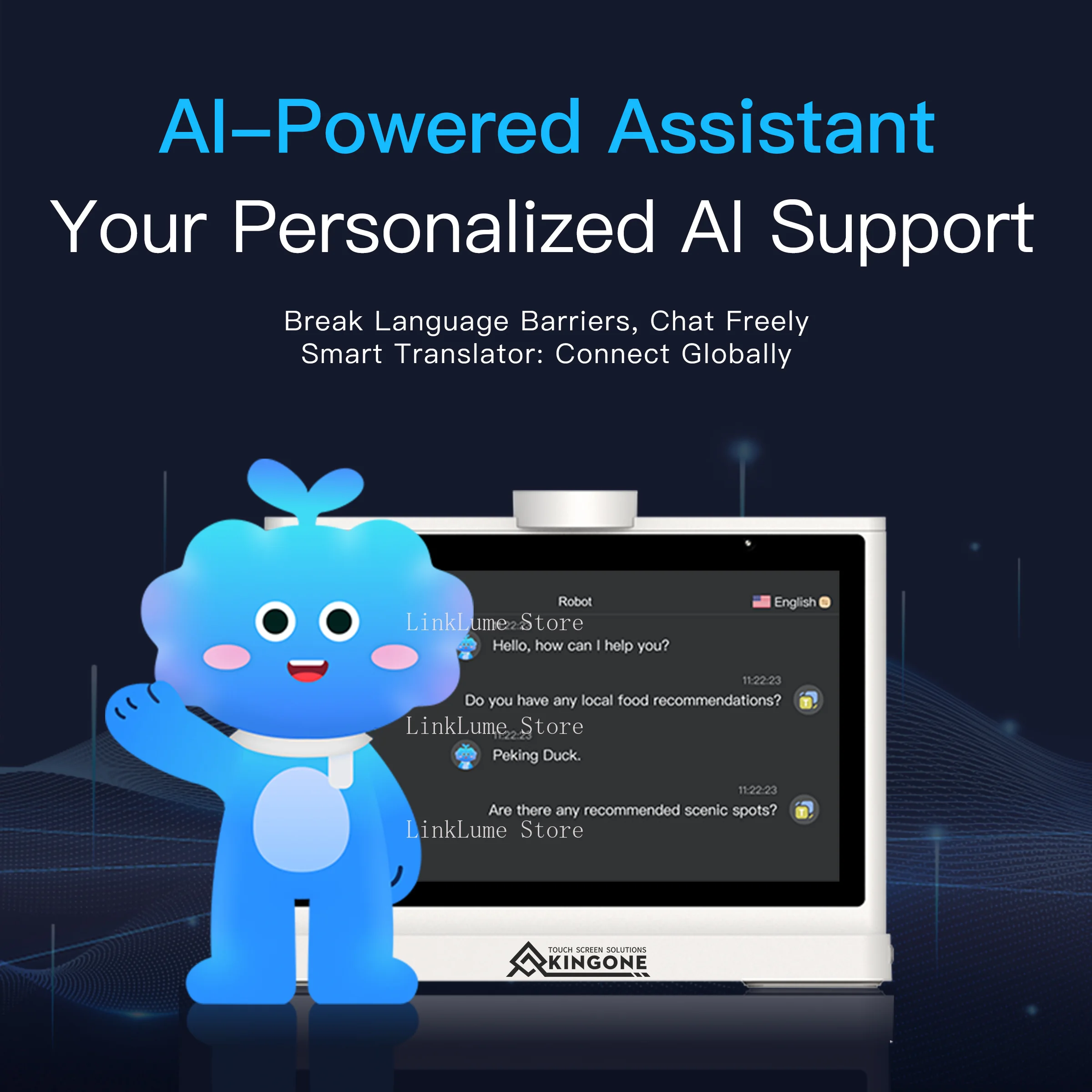 10-Inch AI dual-screen intelligent translator, Android system desktop voice translation device, supports 50 languages