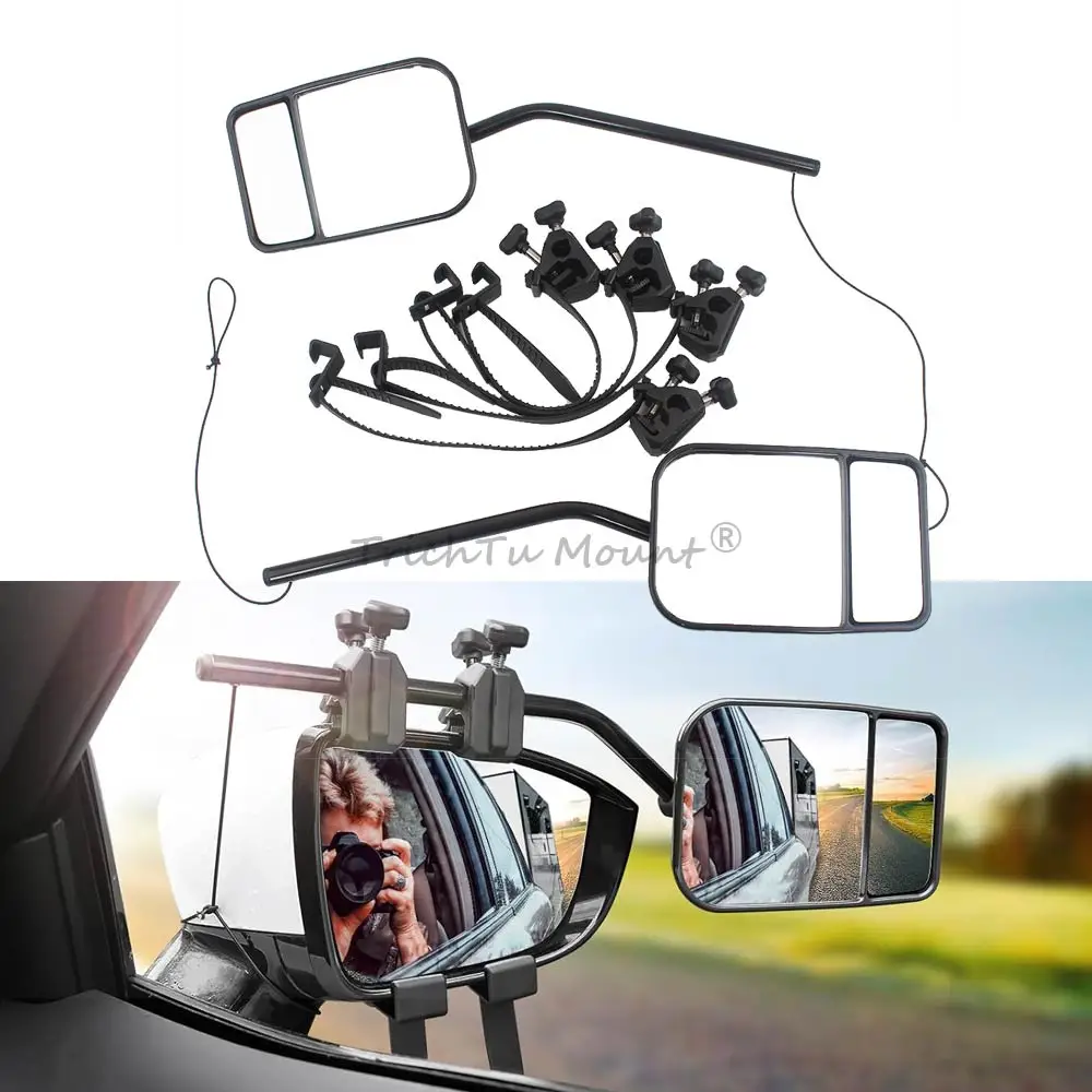 

2pcs Universal Towing Mirror Tow Mirror For Trucks Caravan Van Cars Trailers Adjustable Side Mirror Blind Spot Extension Mirrors