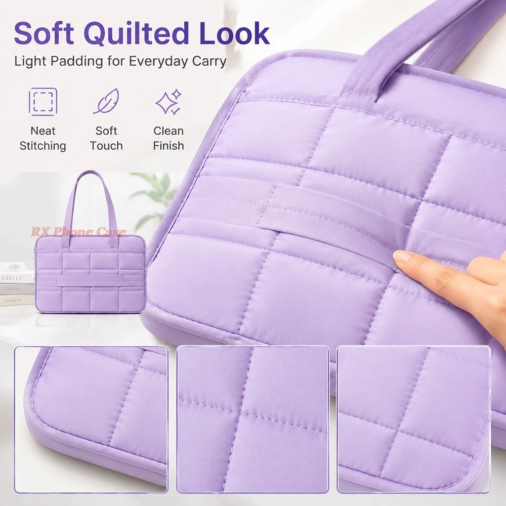 Laptop Tote Bag For 15.6Inch With Luggage Strap Lightweight Notebook Shoulder Bag Shockproof Plush Office Work Antidrop Handbag