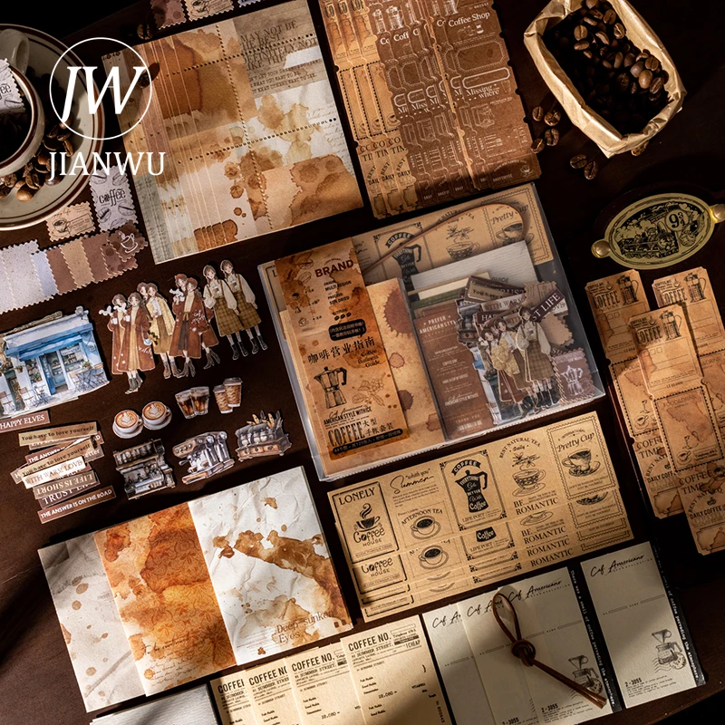 

JIANWU кофе бизнес-путеводитель серии винтажный размазывающийся персонаж пейзажный материал для коллажа креативный DIY мусорный журнал канцелярские принадлежности