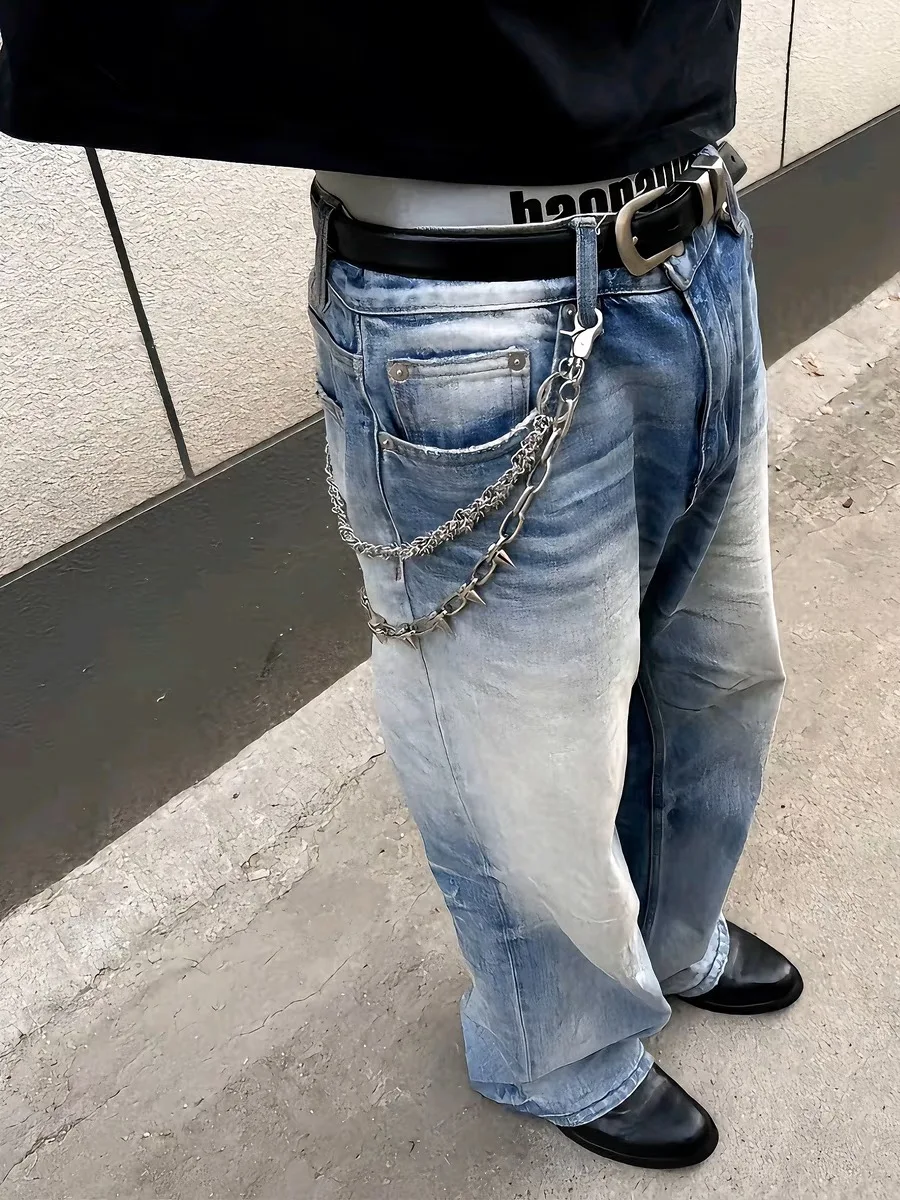 

Men's Straight Leg CleanFit Jeans Low Waist A-Line Washed Blue Loose Fit Casual Denim Pants Spring Summer Autumn Winter