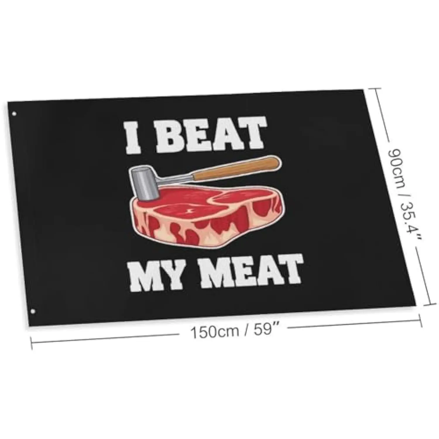 I Beat My Meat Steak Funny Pun Polyester Flag Outdoor Home Yard Decor 3x5FT 4x6FT
