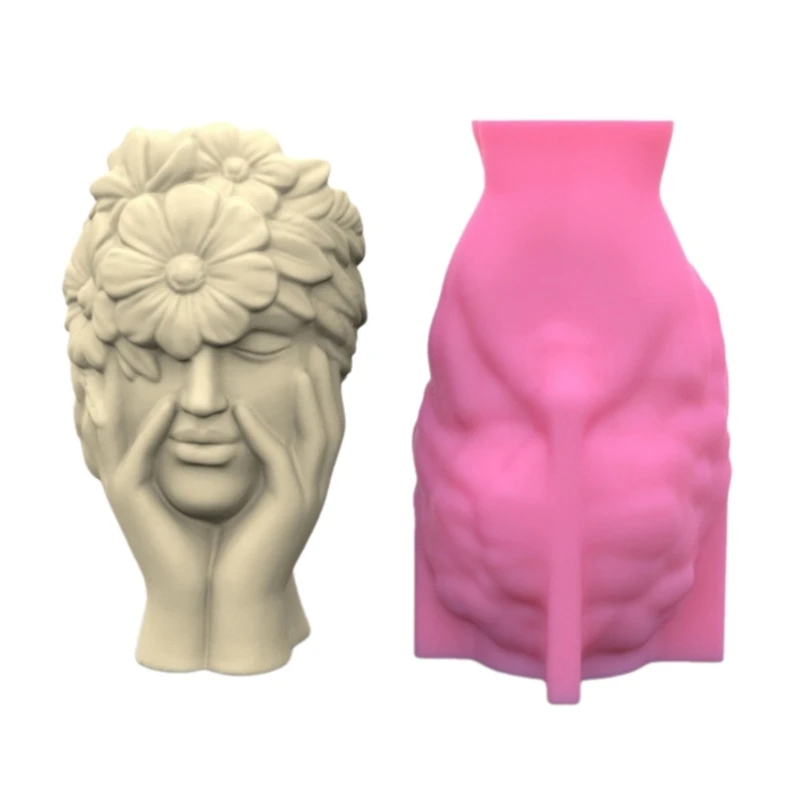 Portrait Plant Flowerpot Mould Girl Shaped Silicone Molds Succulents Planter Epoxy Resin Molds Garden Figurines Outdoor