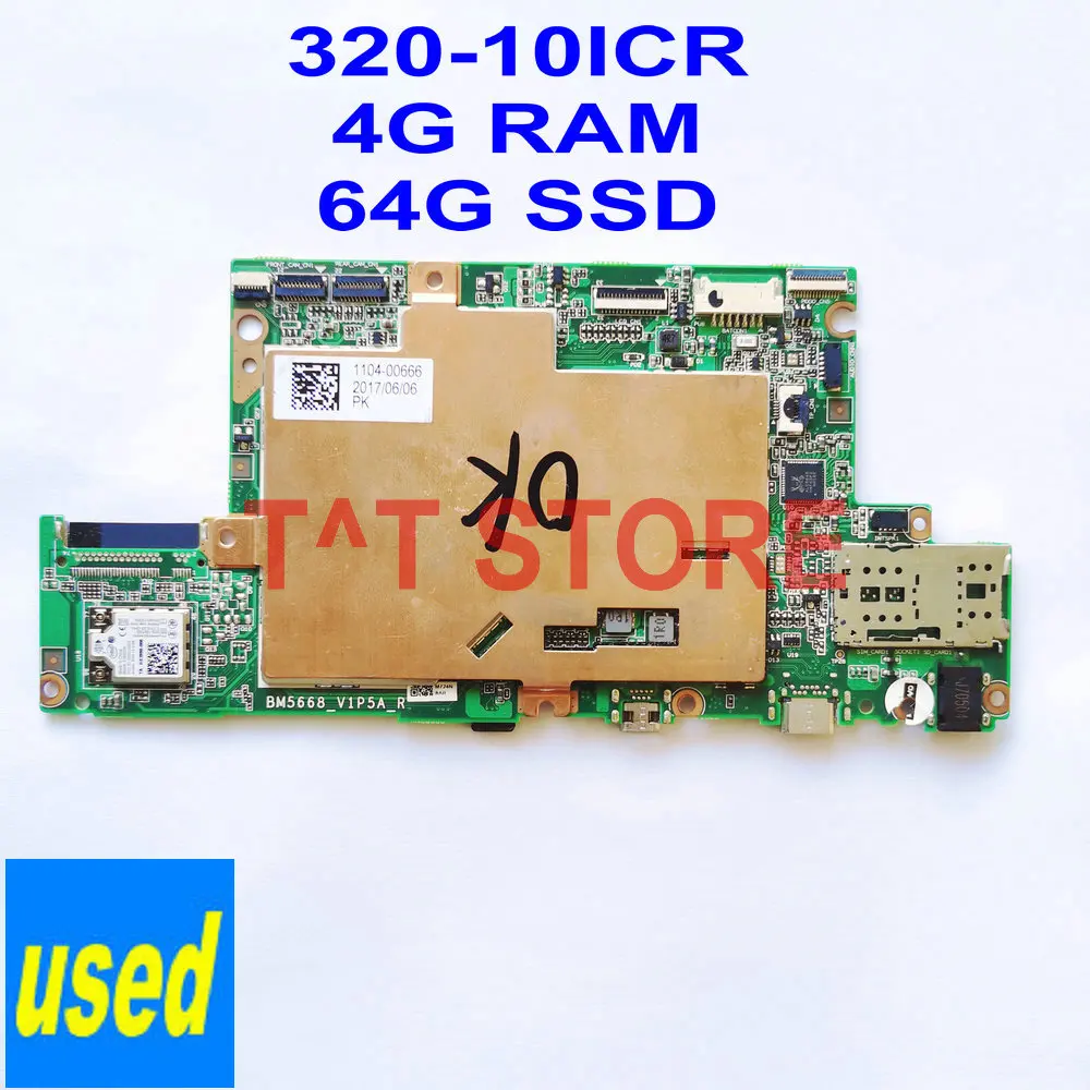 

USED for LENOVO Miix 320-10ICR MIIX320 tablet motherboard with 4G RAM + 64G SSD BM5668_V1P5A free shipping