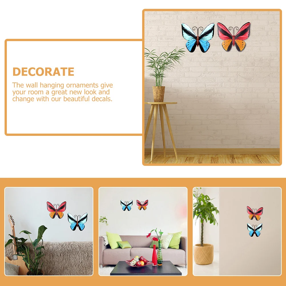 

2Pcs Iron Butterflies Wall Decor Wear Resistant Premium Material Creative Shape Colorfast Hanging Decoration Wall Decals
