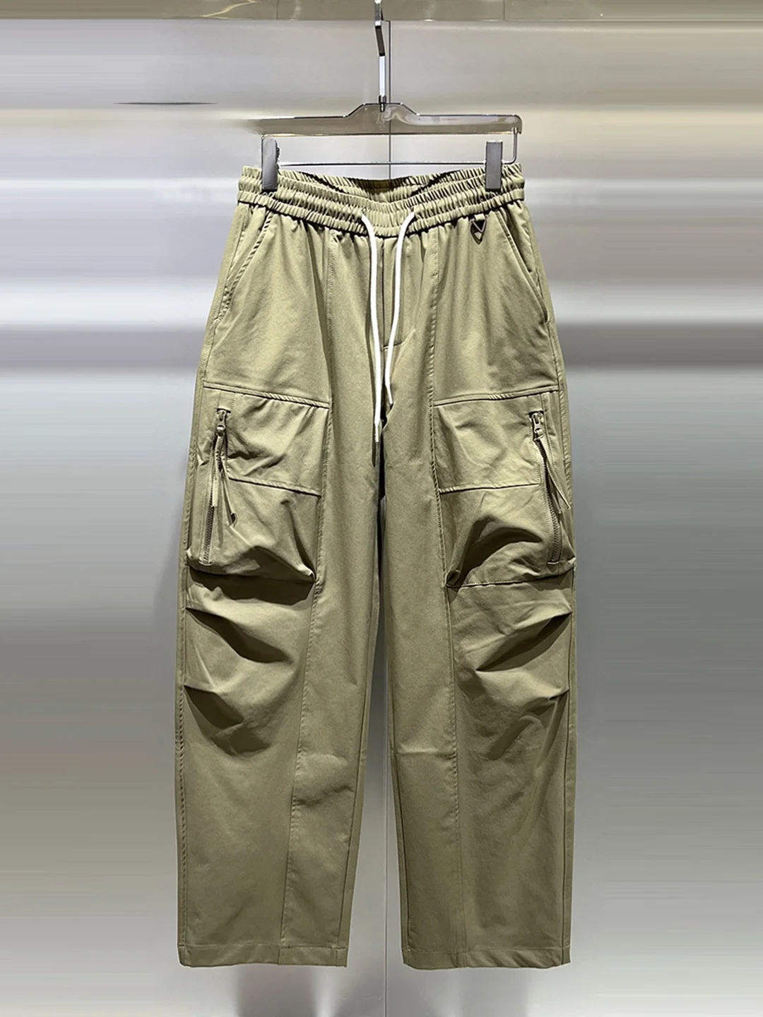 

Trendy Men's Straight Leg Work Pants Thiened Autumn Winter Casual Trousers Multiple kets Design High Waist Straight Cut