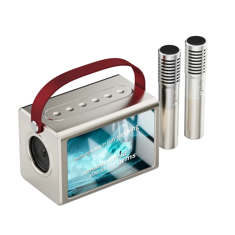 1000 واط باس ميكروفون مزدوج ذكي لمكبر صوت بلوتوث نظام آلة الكاريوكي المنزلي مع كلمات عائمة للاتصالات USB