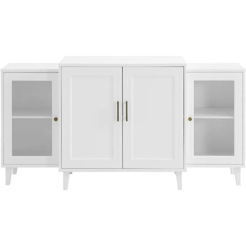 Walker Edison 4-Door Tiered Modern-Sideboard-Buffet Stand for Storage, 62, White