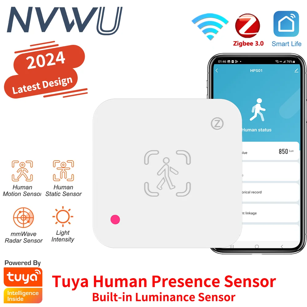 Tuya WiFi Sensore di presenza umana Rilevatore radar MmWave con sensore di luminanza per la casa intelligente Vita intelligente sostituisce il