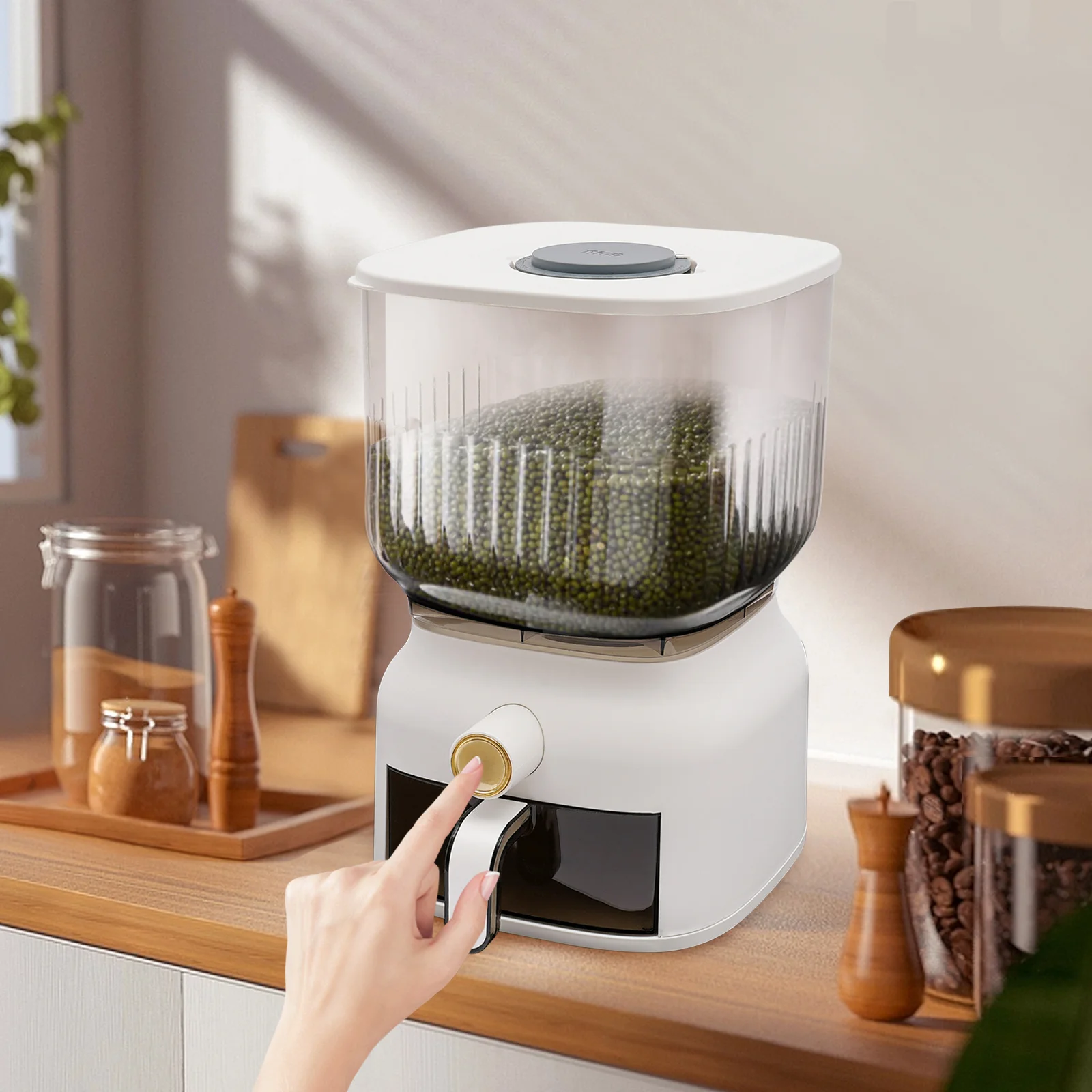 

1 Sealed Plastic Rice Dispenser Large Capacity Food Dispenser for Kitchen Pantry Rice Beans Grains Cereal Moisture Resistant Fre